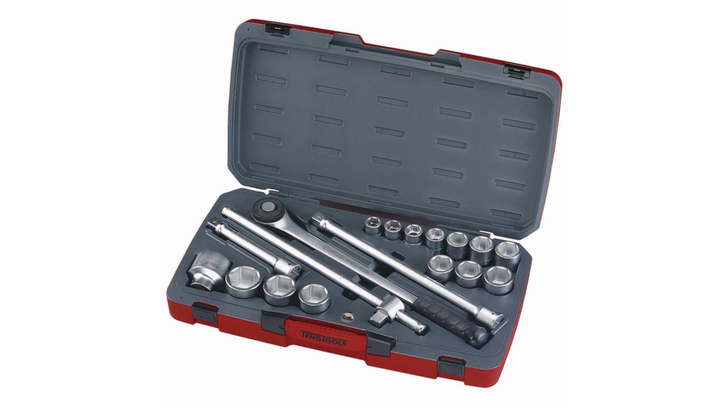 Teng Tools 18-Piece Metric 3/4 in Standard Socket Set with Ratchet