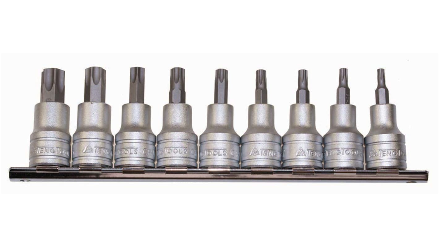 Teng Tools 9-Piece 3/8 in Bit Socket Set, Tamperproof Torx Bit