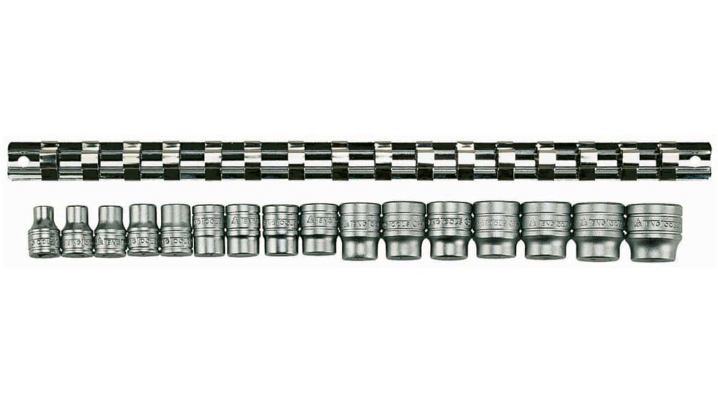 Teng Tools 16-Piece Metric 3/8 in Standard Socket Set, 6 point