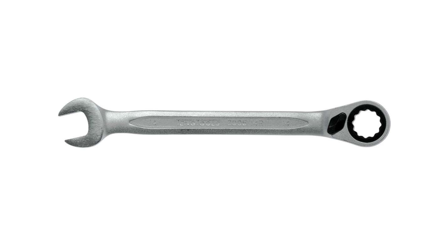 Klucz płasko-oczkowy Klucz płasko-oczkowy z grzechotką Teng Tools długość 191 mm Chromowo-wanadowy