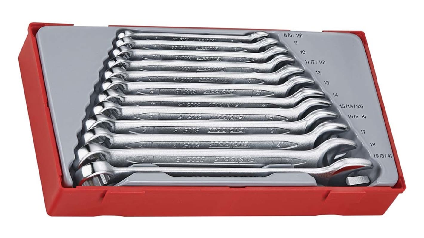 Teng Tools 12-Piece Combination Spanner Set, 8 → 19 mm, Chrome Vanadium