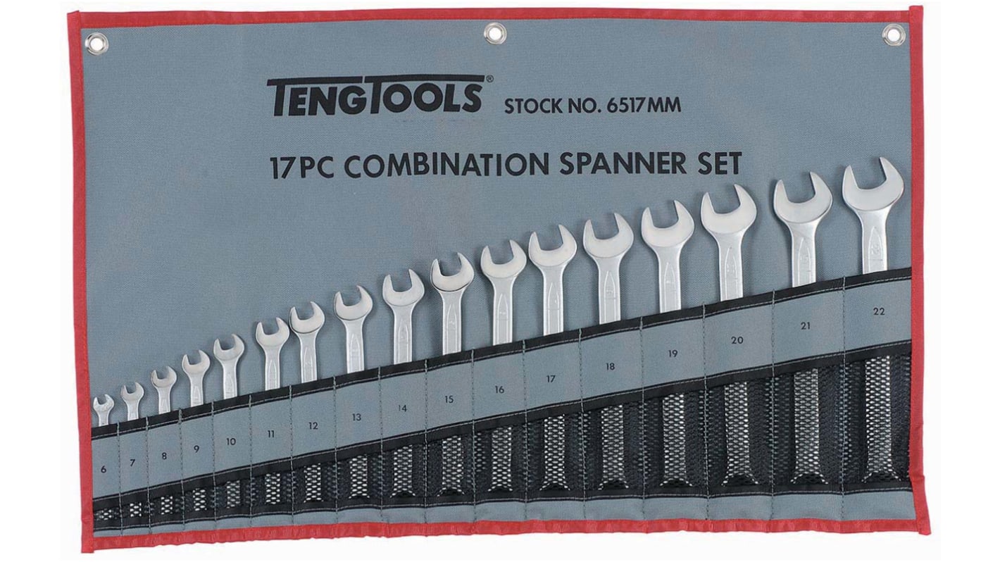 Teng Tools 扳手套装, 铬钒制, 内含6 → 22 mm