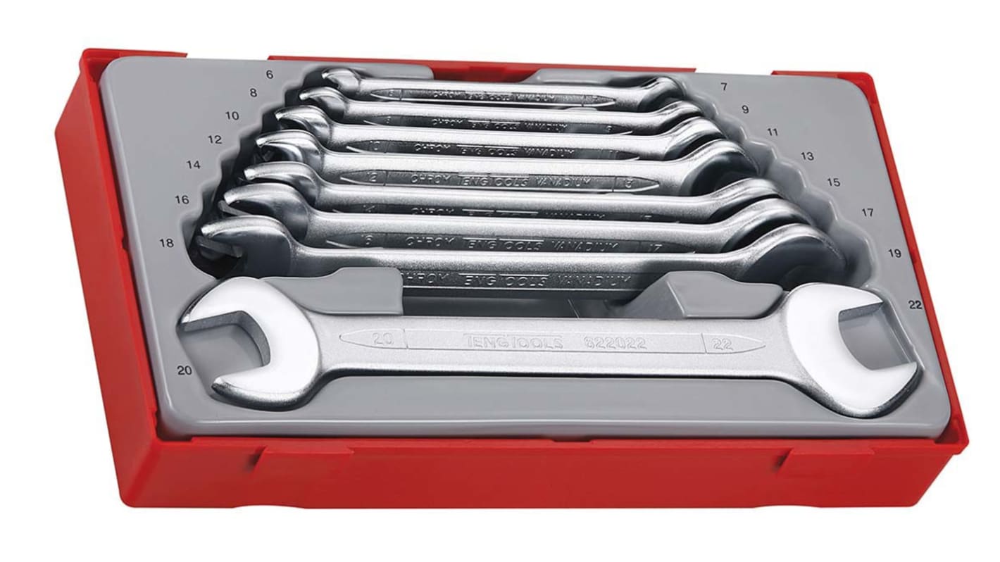 Teng Tools 8-Piece Spanner Set, 6 → 22 mm, Chrome Vanadium