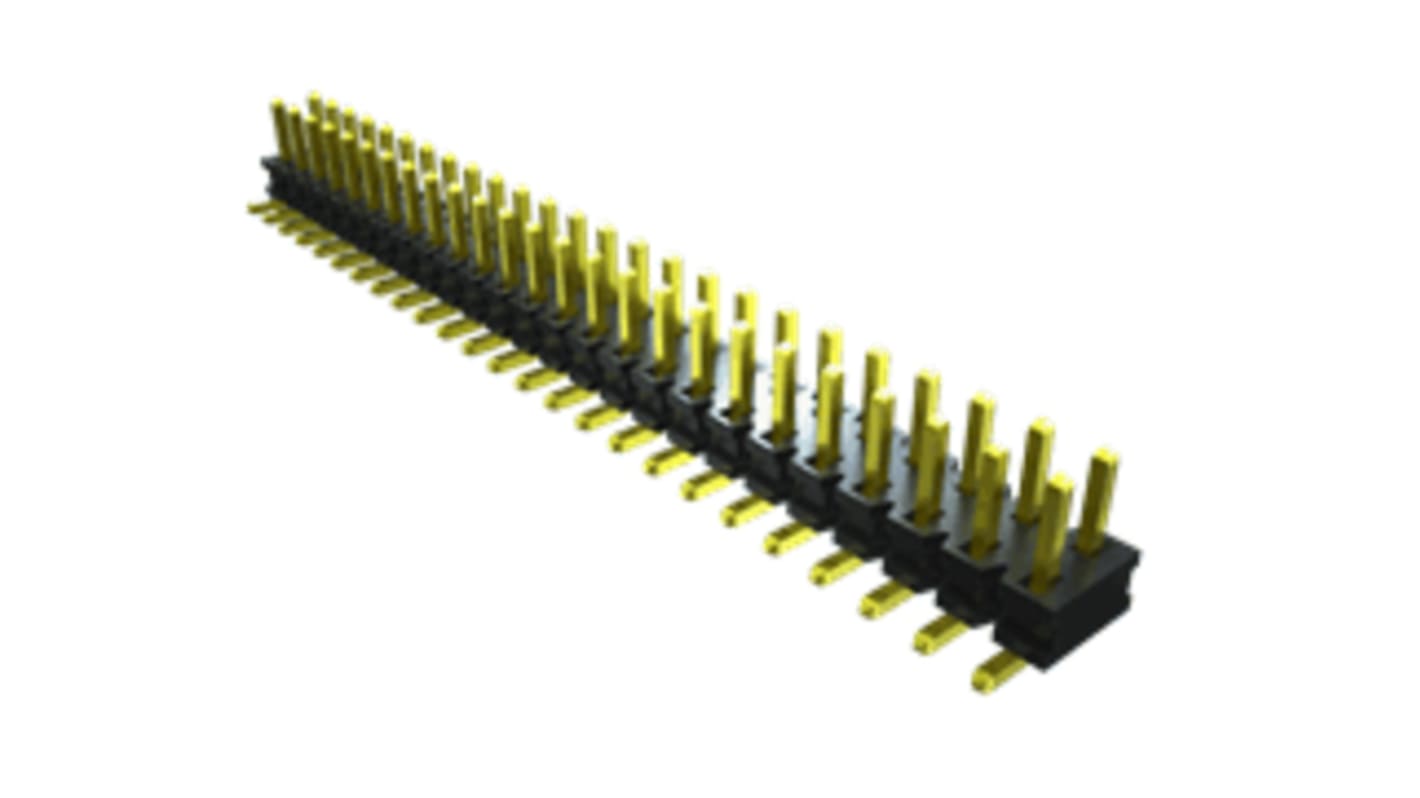 Samtec TMMH Series Straight Pin Header, 40 Contact(s), 2.0mm Pitch, 2 Row(s), Unshrouded