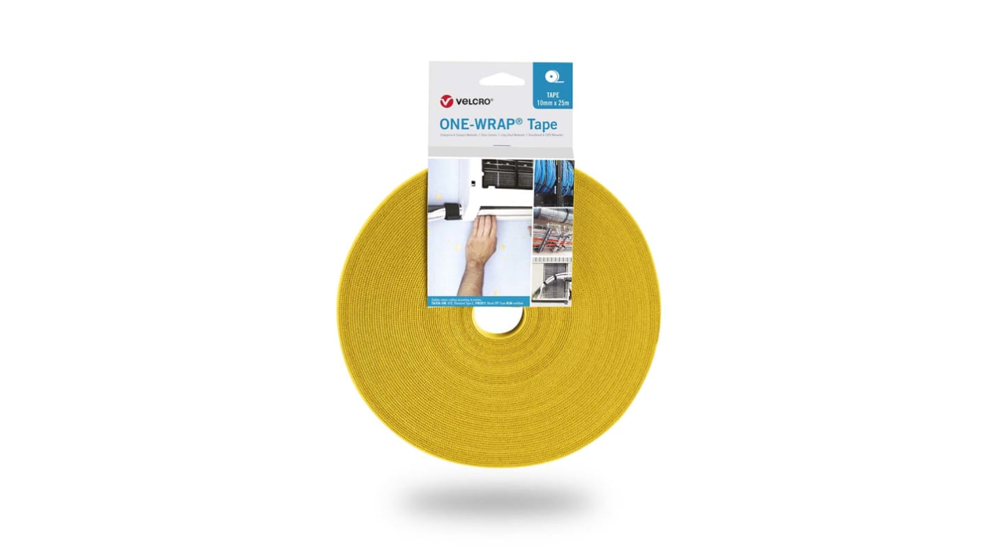 Nastro Hook & Loop Velcro® One-Wrap VEL-OW64104, 10mm x 25m, Giallo