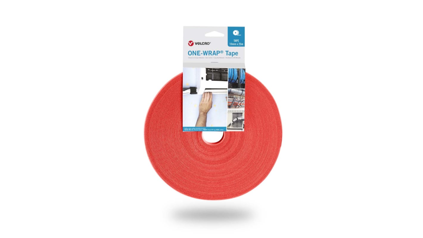Nastro Hook & Loop Velcro® One-Wrap VEL-OW64105, 10mm x 25m, Rosso