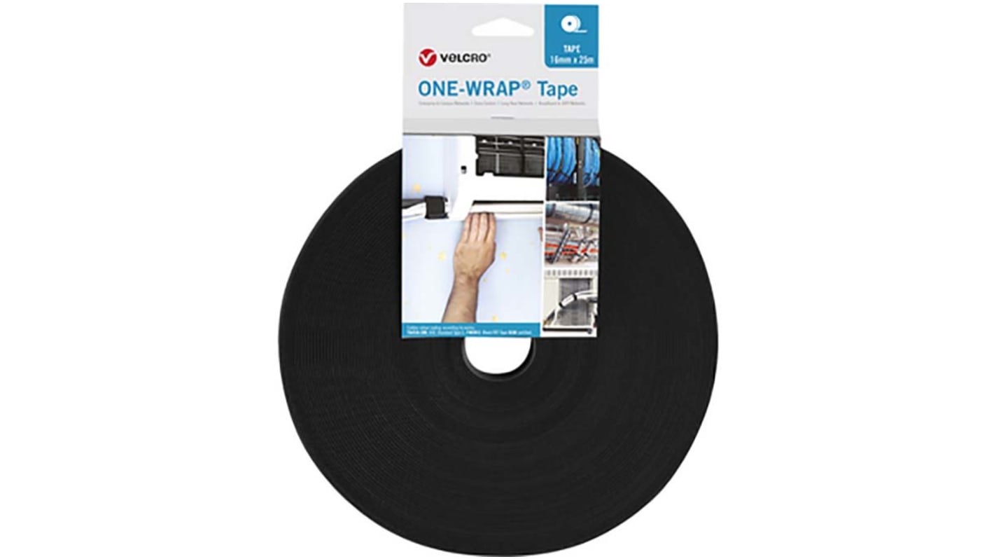 VELCRO® Fire retardant Black Hook & Loop Tape, 20mm x 25m