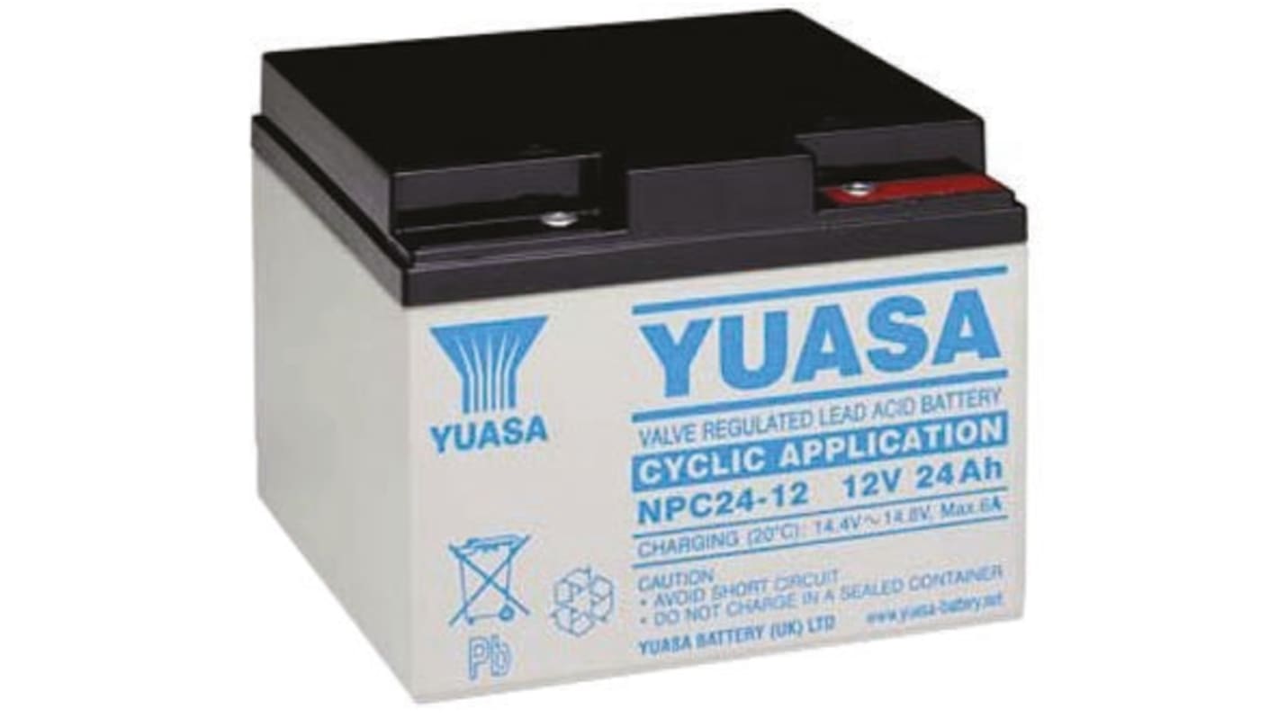 Yuasa NPC24-12, 12V Forseglet blysyrebatteri, AGM Type, 24Ah