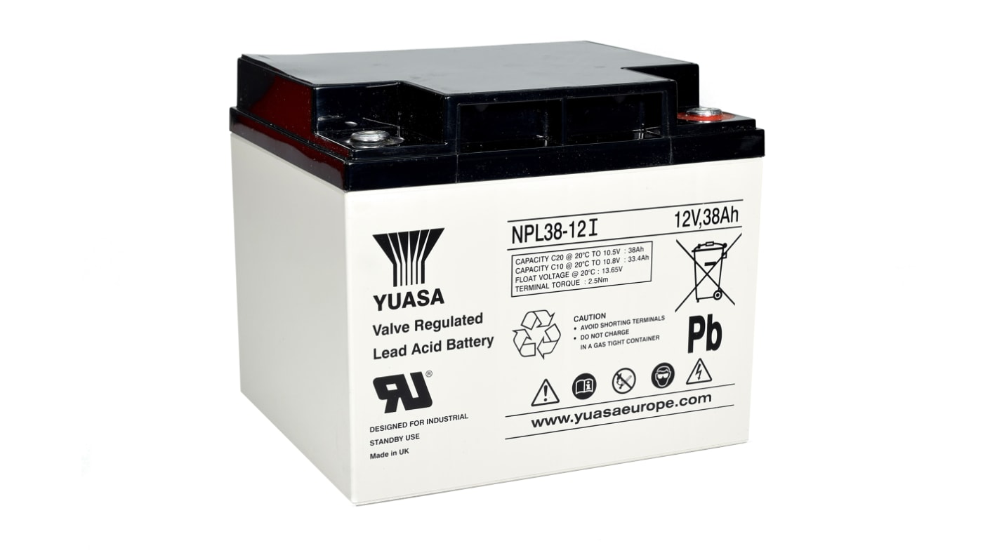 Yuasa 12V M5 Sealed Lead Acid Battery, 38Ah