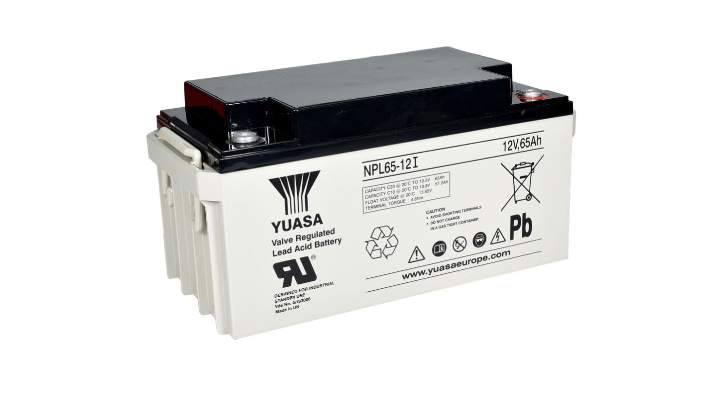 Yuasa 12V Insert M6 Sealed Lead Acid Battery, 65Ah