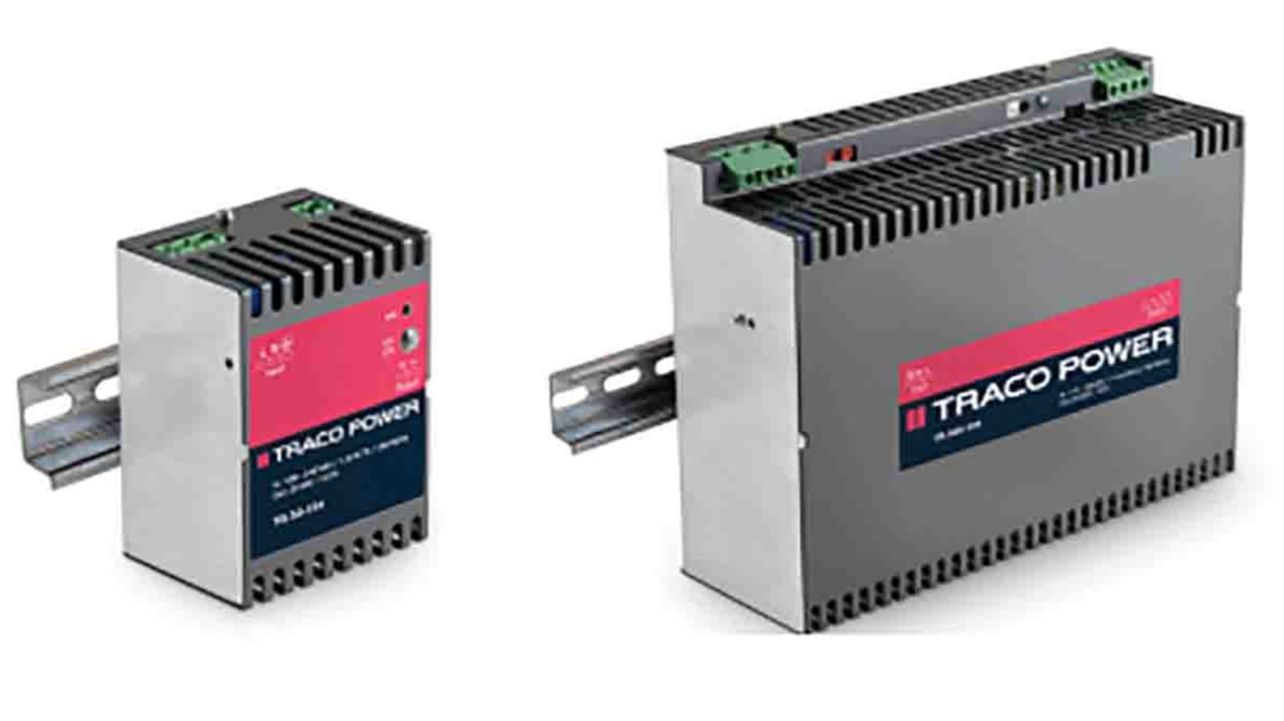 TRACOPOWER TIS Switched Mode DIN Rail Power Supply, 115V ac ac Input, 24V dc dc Output, 24A Output