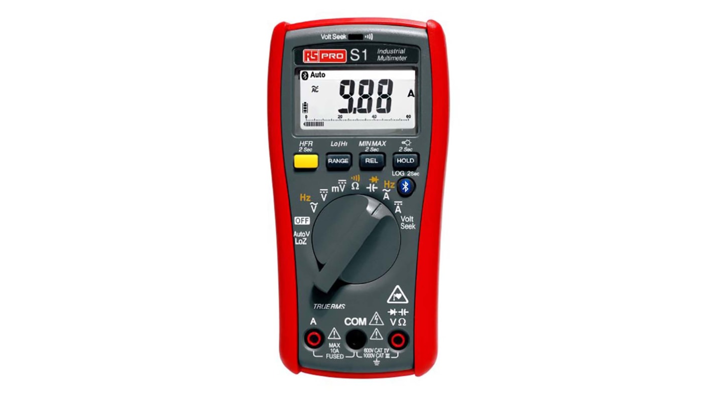 RS PRO S1 Handheld Digital Multimeter, True RMS, 10A ac Max, 10A dc Max, 1000V ac Max