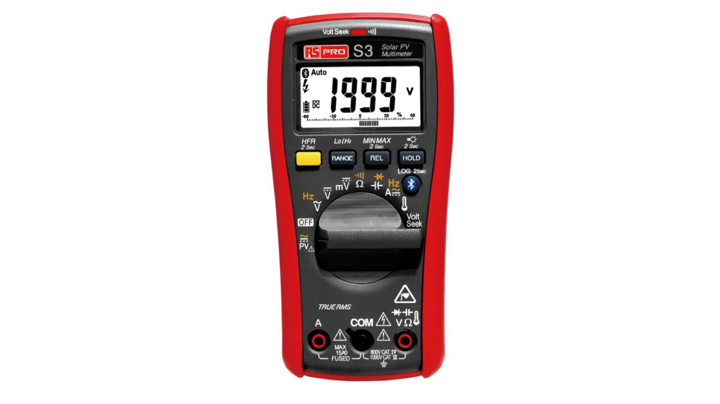 RS PRO S3 Handheld Digital Multimeter, True RMS, 10A ac Max, 10A dc Max, 1000V ac Max