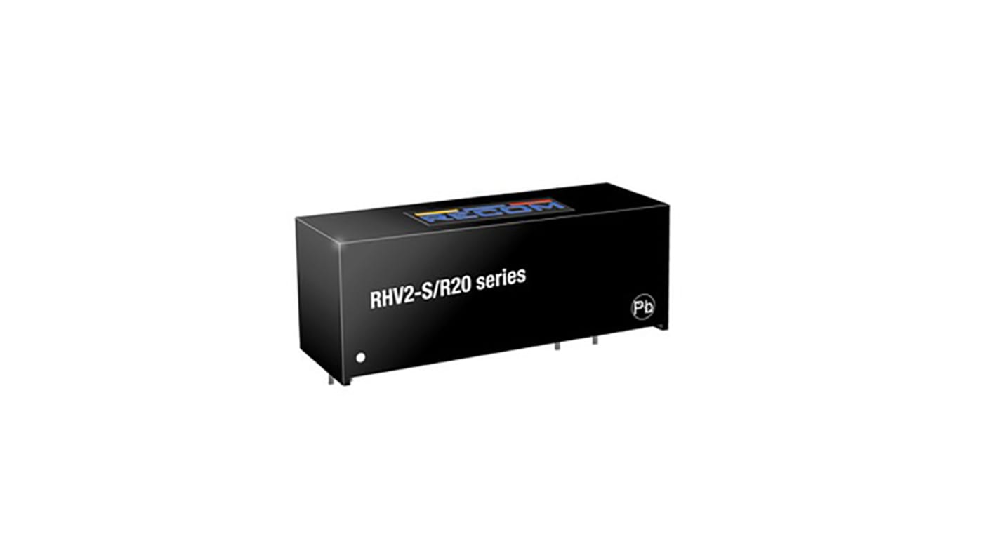 Recom RHV2 DC-DC Converter, 24V dc/ 84mA Output, 5 → 24 V dc Input, 2W, Through Hole, +85°C Max Temp -40°C Min