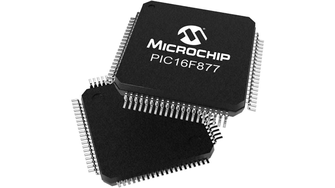 Microcontrolador Microchip PIC16F877-20I/PQ, núcleo PIC de 8bit, RAM 368 B, 20MHZ, MQFP de 80 pines