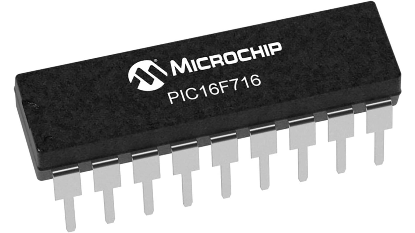 Microcontrolador Microchip PIC16F716T-I/SO, núcleo PIC de 8bit, RAM 128 B, 20MHZ, SOIC de 18 pines