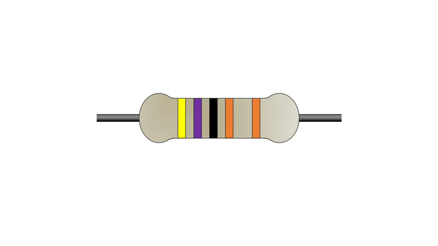 Yageo 金属膜电阻, 轴向, 4.7kΩ, 0.4W, ±1%容差, 0204 (1005M), MF0系列