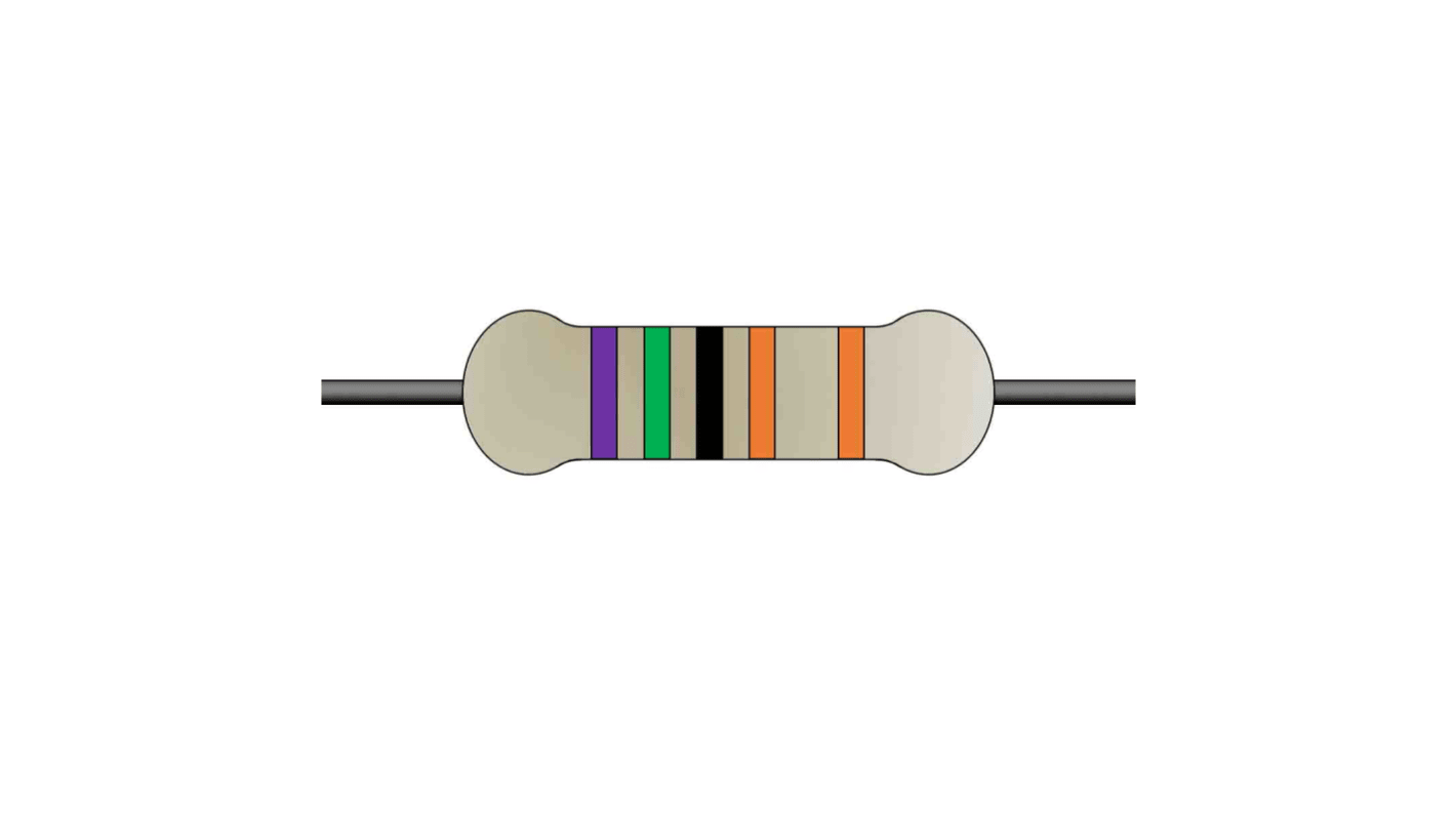 Yageo 7.5kΩ Metal Film Fixed Resistor 0.25W ±1% MFR-25FTE52-7K5