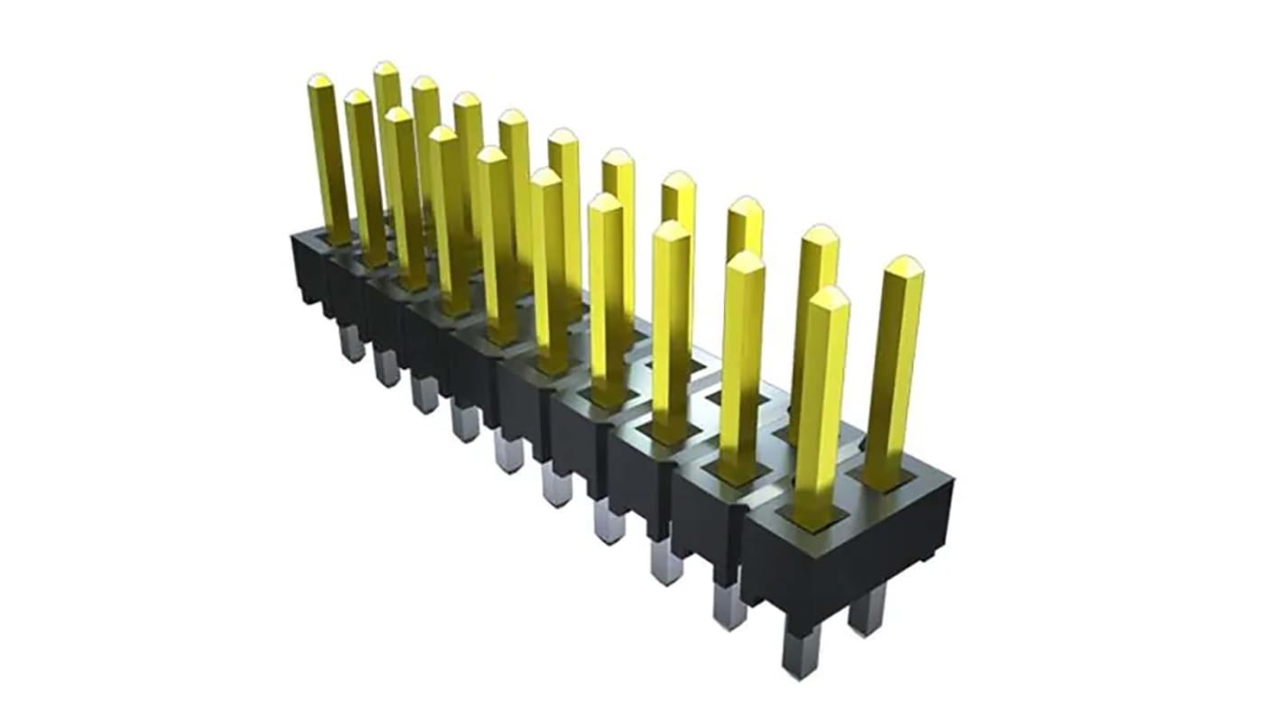 Samtec TSW Series Straight Through Hole Pin Header, 20 Contact(s), 2.54mm Pitch, 2 Row(s), Unshrouded