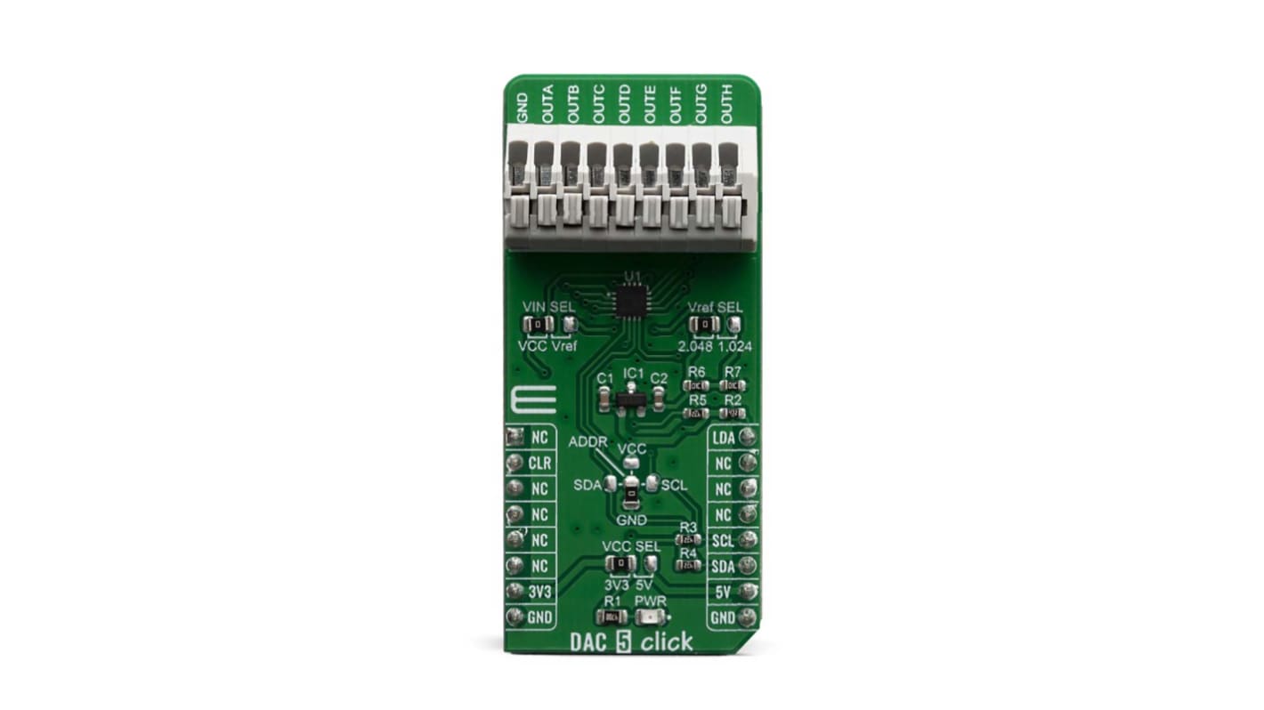 Vývojová sada DAC for Mikroe-3712, klasifikace: Vývojová sada DAC 5 Click MikroElektronika