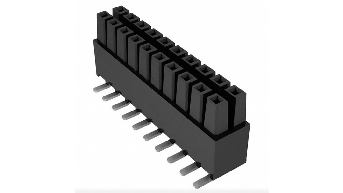 Samtec IPS1 Series Straight Through Hole Mount PCB Socket, 16-Contact, 2-Row, 2.54mm Pitch, Solder Termination