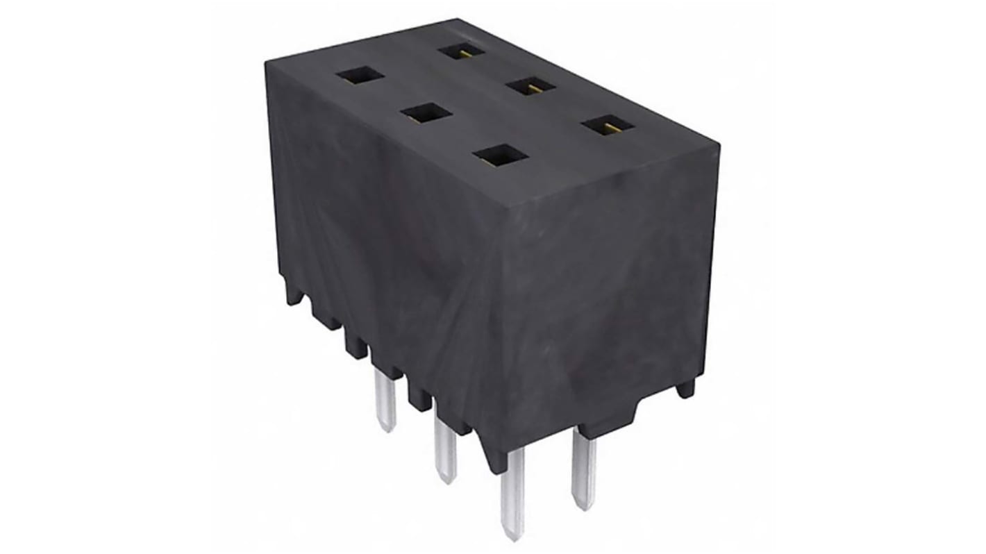 Samtec MMS Series Straight Through Hole Mount PCB Socket, 10-Contact, 2-Row, 2mm Pitch, Solder Termination