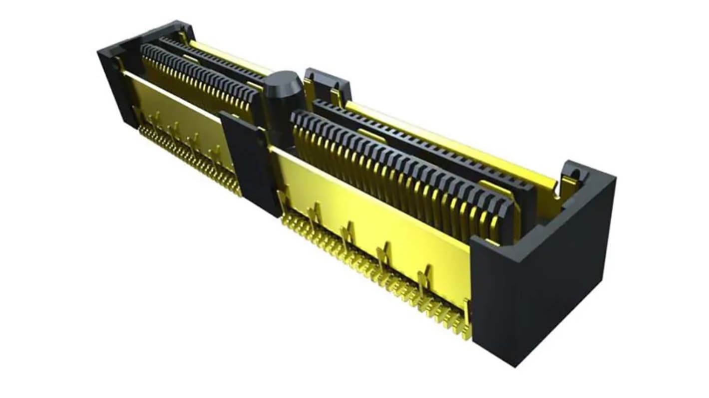 Samtec QFS Series Straight Through Hole Mount PCB Socket, 104-Contact, 2-Row, 0.635mm Pitch, Solder Termination