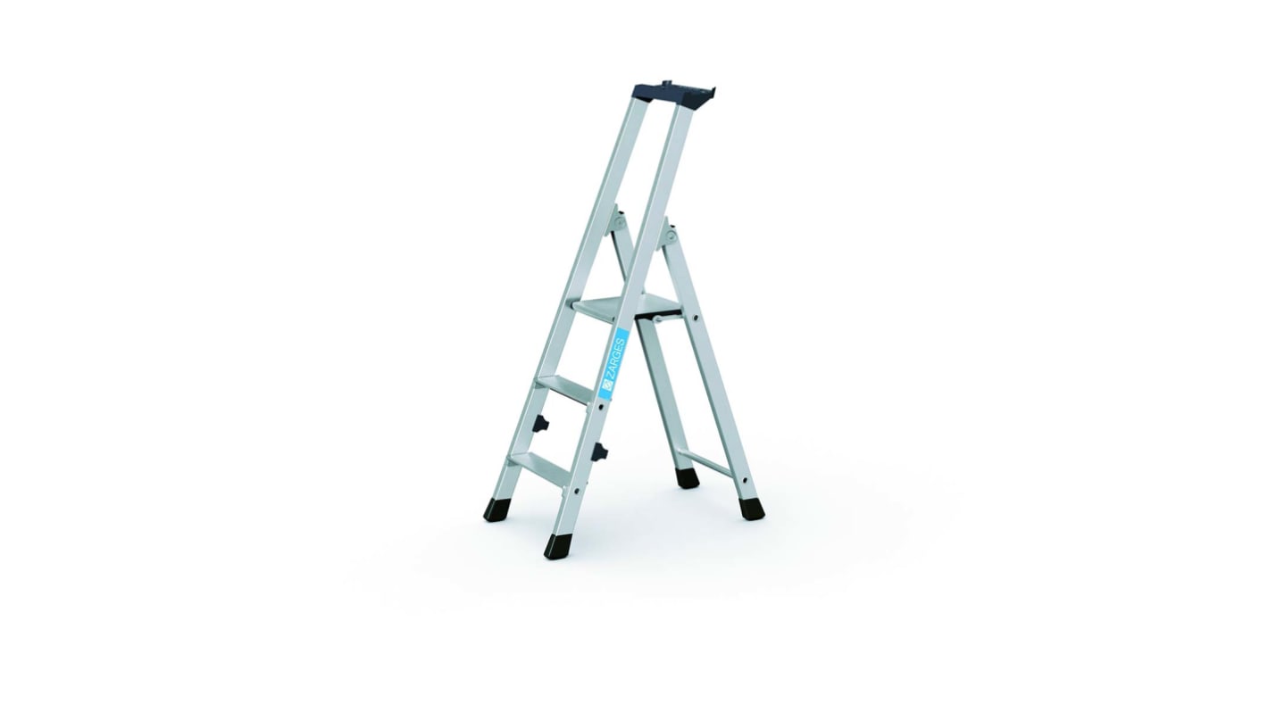 Zarges Aluminium 3 steps Step Ladder, 2.6m platform height, 1.22m open length