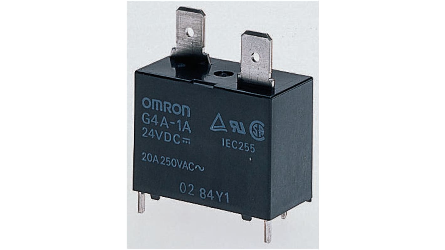 Omron PCB Mount Power Relay, 5V dc Coil, 20A Switching Current, SPST