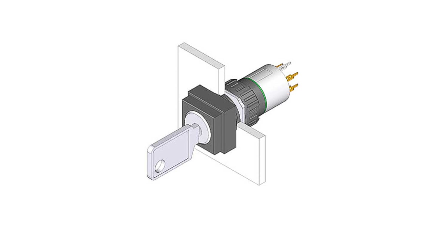 EAO IP65 Key Switch, 1NC+1NO, 100 mA 2-Way