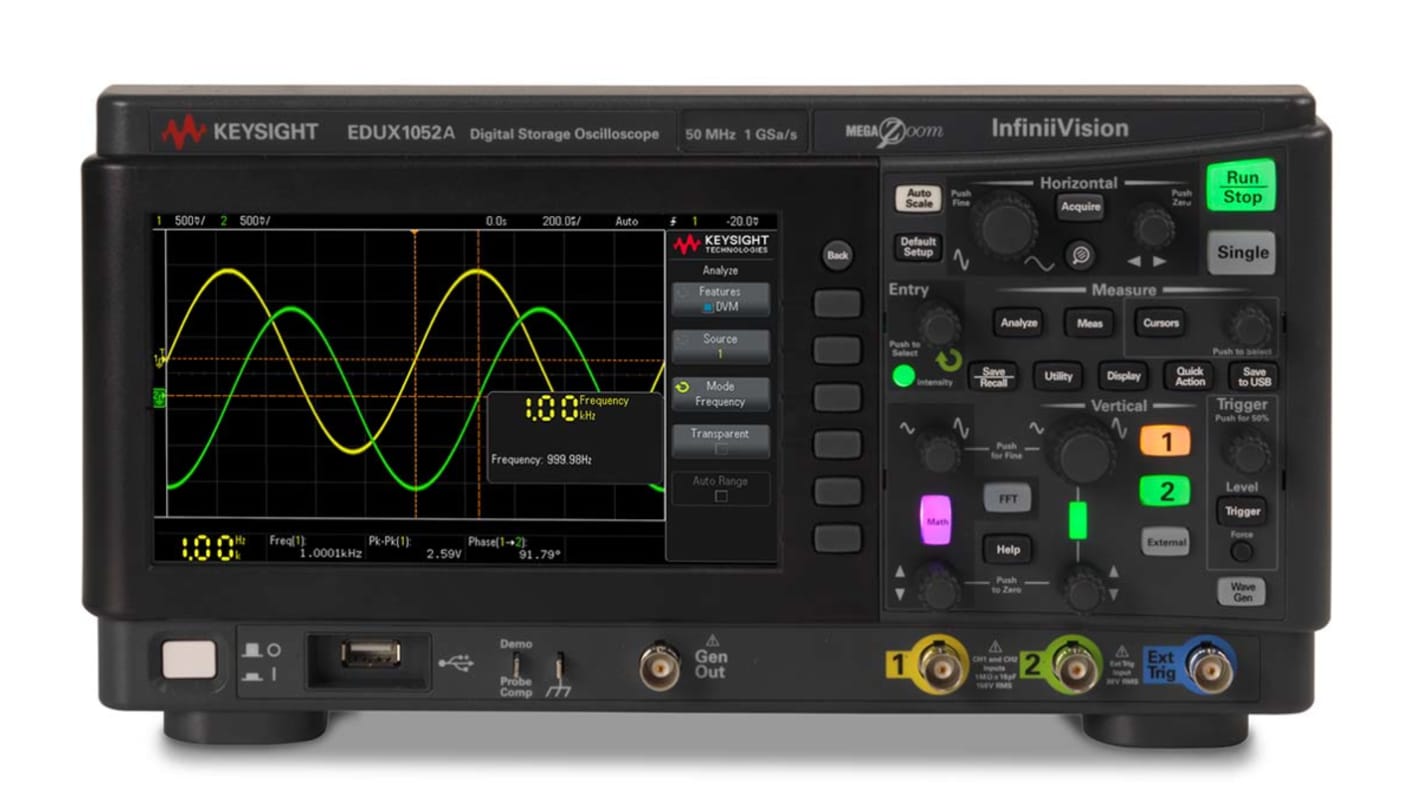 Oscilloscopio Da banco Keysight Technologies EDUX1052A, 2 ch. analogici, 50MHz, Cert. LAT