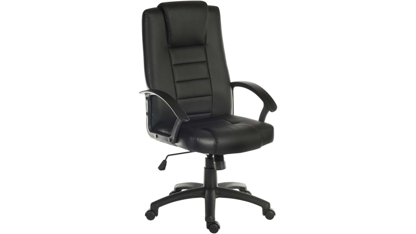 RS PRO Black Leather Faced Executive Chair, 115kg Weight Capacity