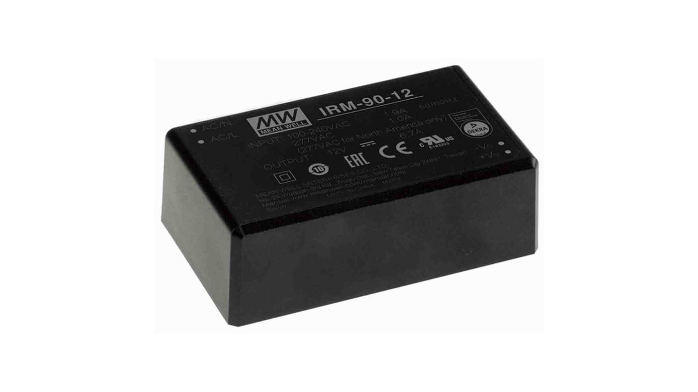 Alimentatore switching MEAN WELL IRM-90-24, 90W, ingresso 80 → 305V ca, uscita 24V cc, 4.13A IRM-90