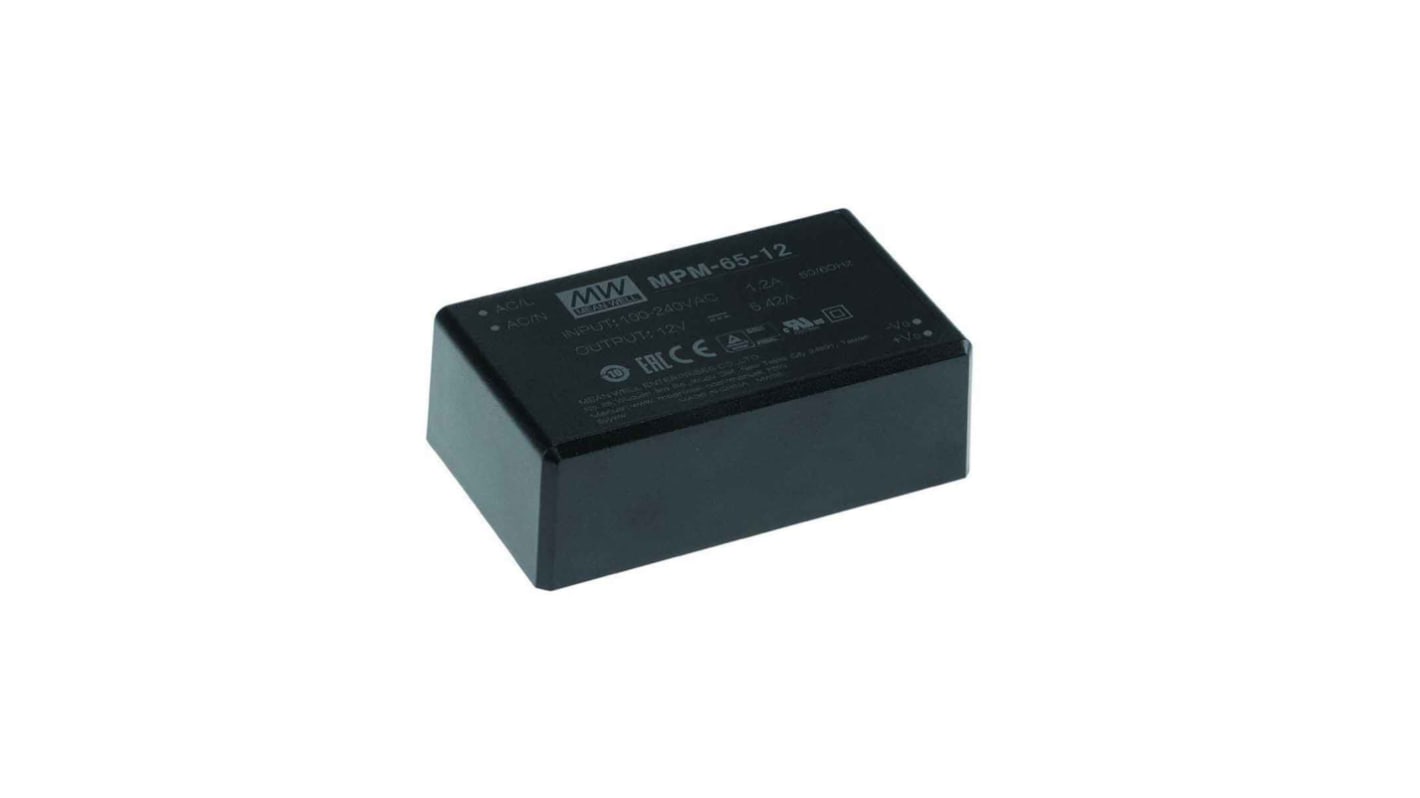 Alimentatore switching MEAN WELL MPM-65-5, 50W, ingresso 80 → 264V ca, uscita 5V cc, 10A MPM-65