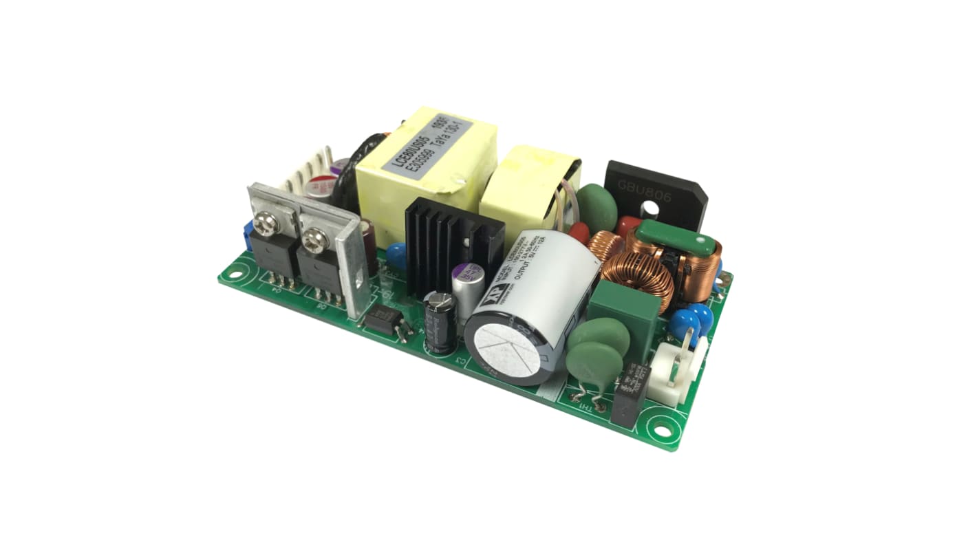 XP Power Switching Power Supply, LCE80PS05, 5V dc, 12A, 60W, 1 Output, 115/230V ac Input Voltage