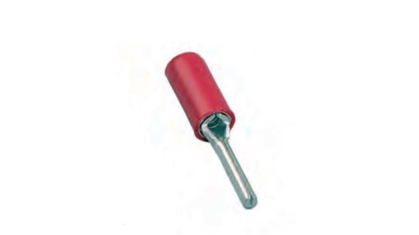 MECATRACTION, C Insulated, Tin Crimp Pin Connector, 22AWG to 16AWG, 3.6mm Pin Diameter, 22.5mm Pin Length, Red