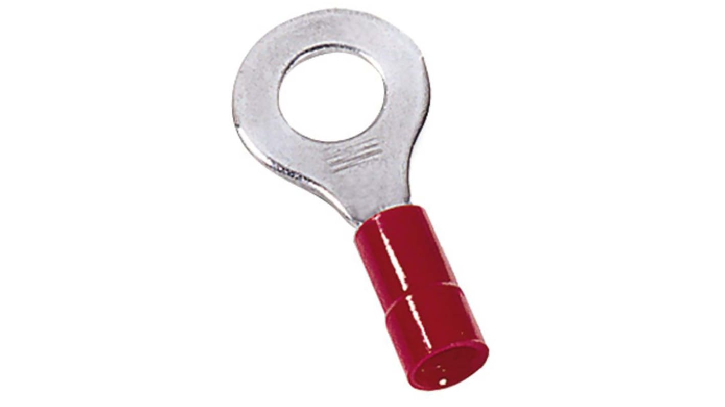 MECATRACTION, N Insulated Ring Terminal, M5 Stud Size to 1,5mm² Wire Size, Red