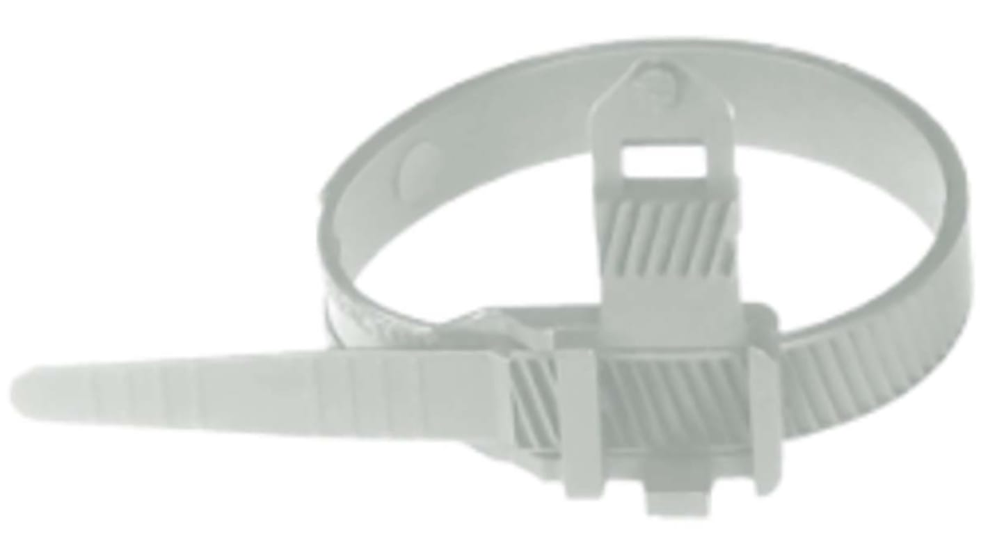 MECATRACTION Cable Tie, Releasable, 344mm x 9 mm, White Polyamide, Pk-100