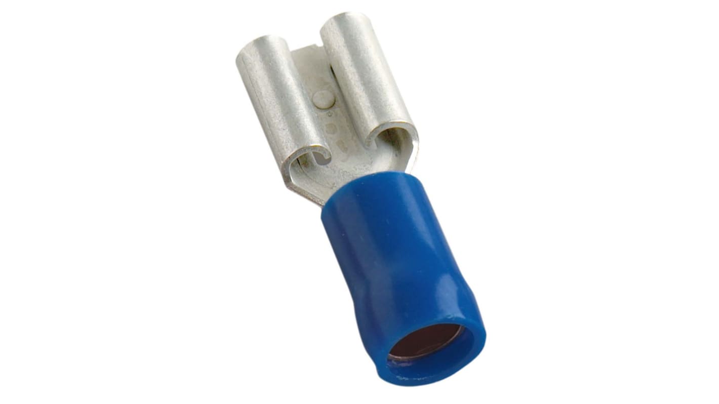 MECATRACTION S Blue Insulated Female Spade Connector, Receptacle, 7.7 x 6.3mm Tab Size