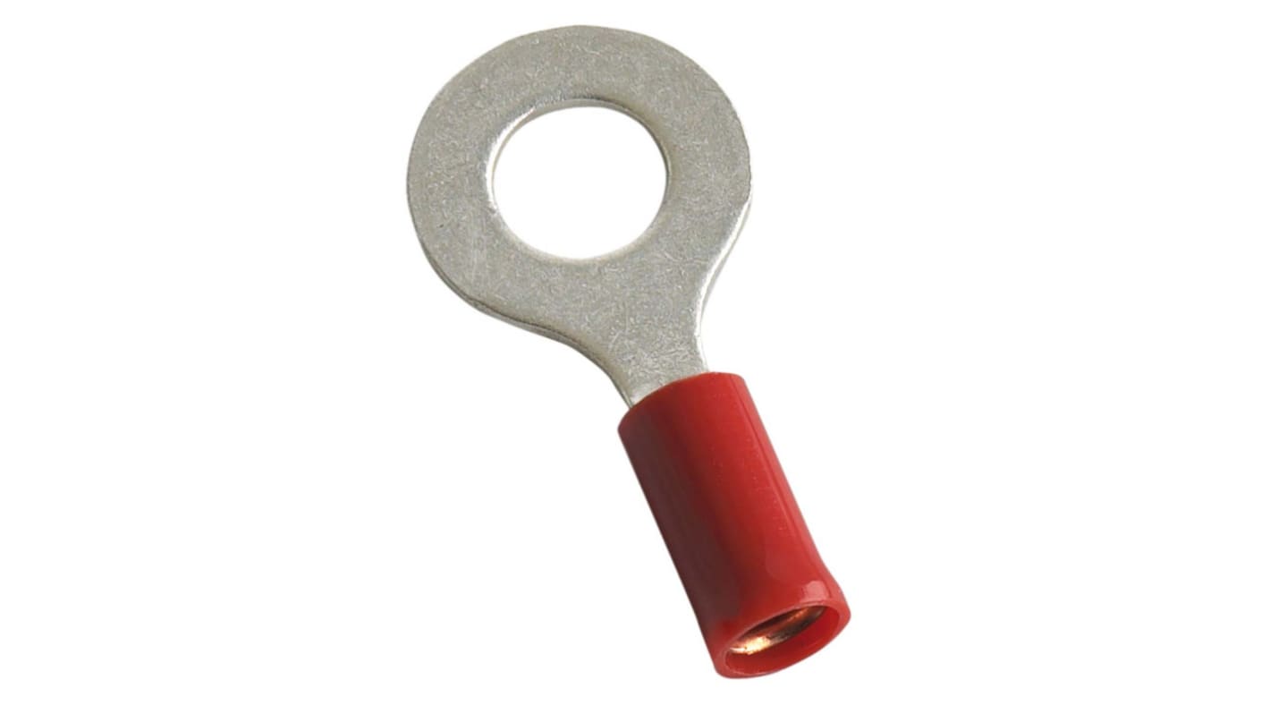 MECATRACTION, S Insulated Ring Terminal, M6 Stud Size to 1,5mm² Wire Size, Red