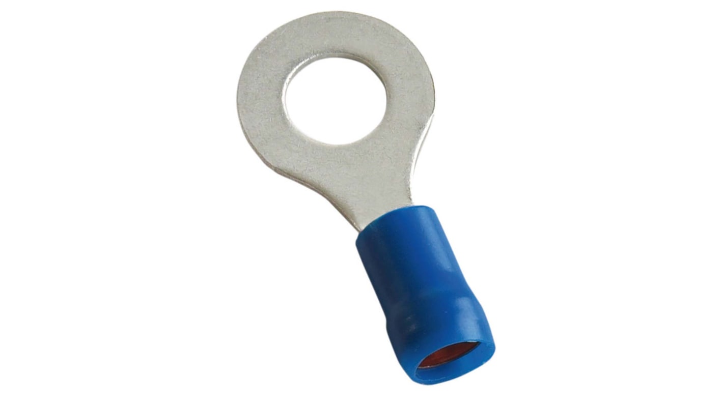 MECATRACTION, 51000 Insulated Ring Terminal, M6 Stud Size to 2,5mm² Wire Size, Blue