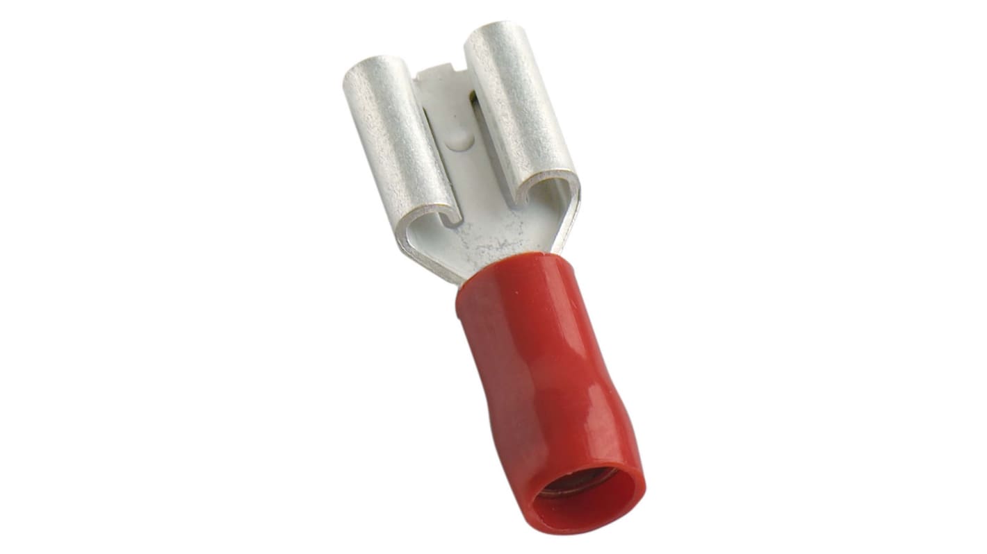 MECATRACTION 51000 Red Insulated Female Spade Connector, Receptacle, 6.3 x 0.8mm Tab Size