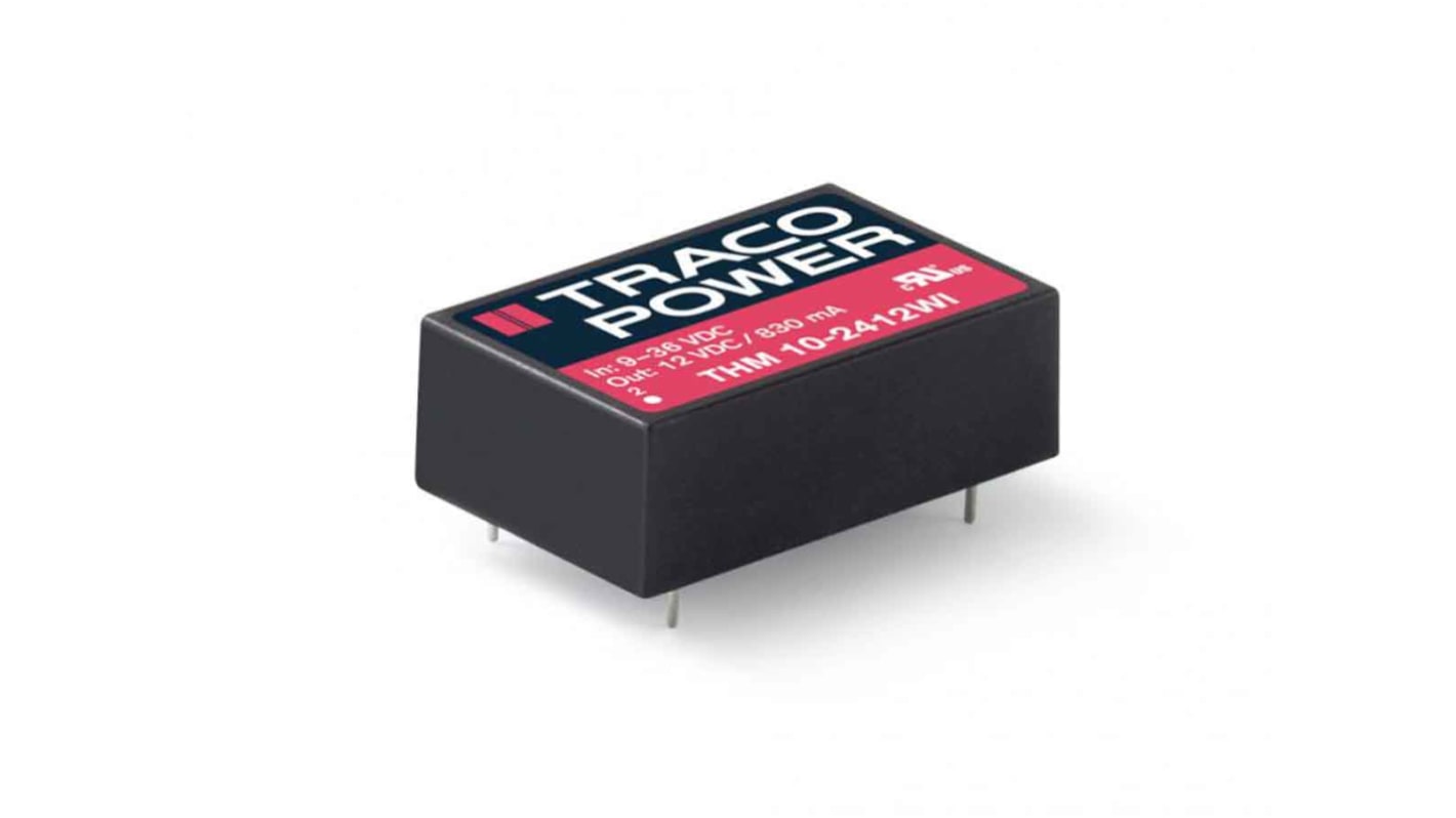 TRACOPOWER THM 10WI DC-DC Converter, 15V dc/ 333mA Output, 18 → 75 V dc Input, 10W, Through Hole, +90°C Max Temp