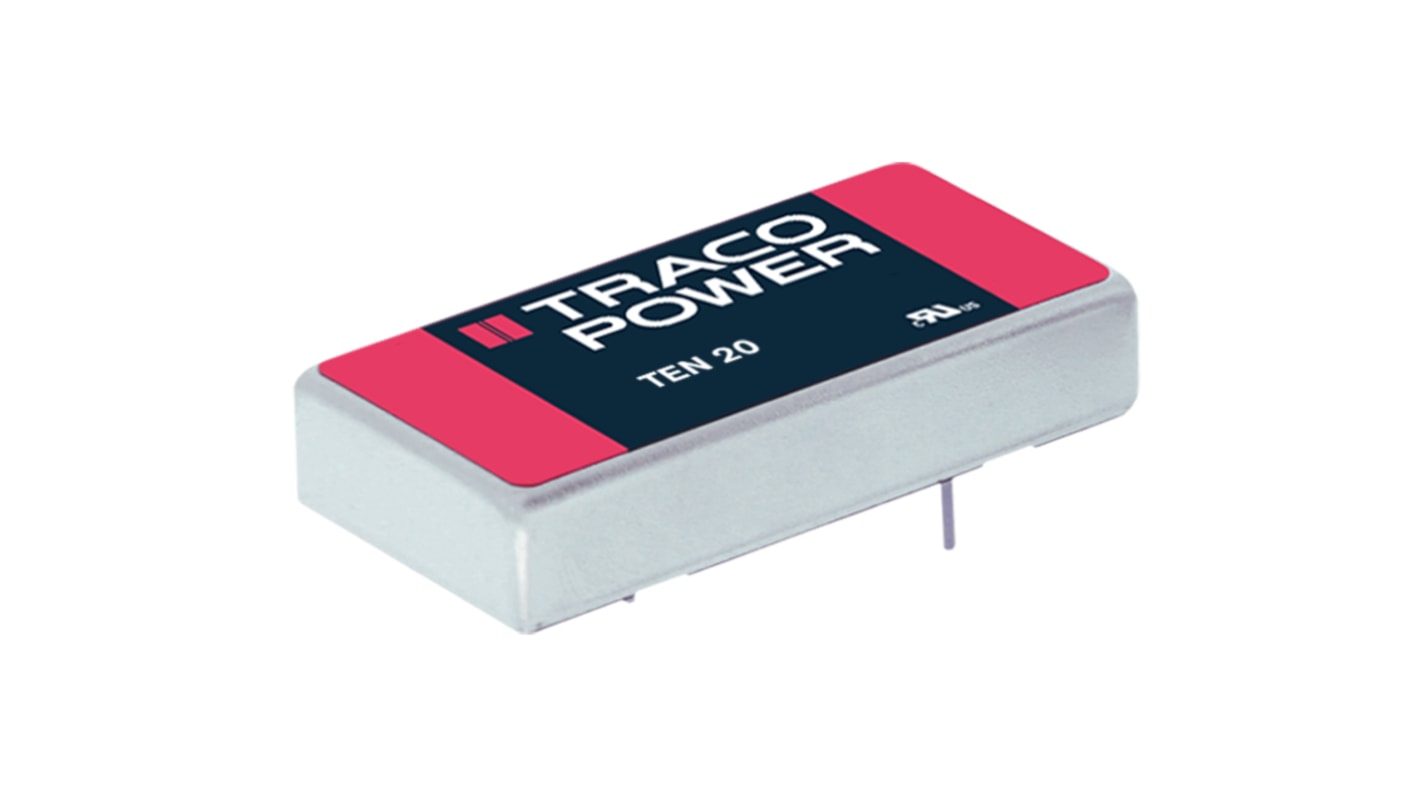 TRACOPOWER TEN 20 DC-DC Converter, 15V dc/ 1.3A Output, 18 → 36 V dc Input, 20W, Through Hole, +85°C Max Temp