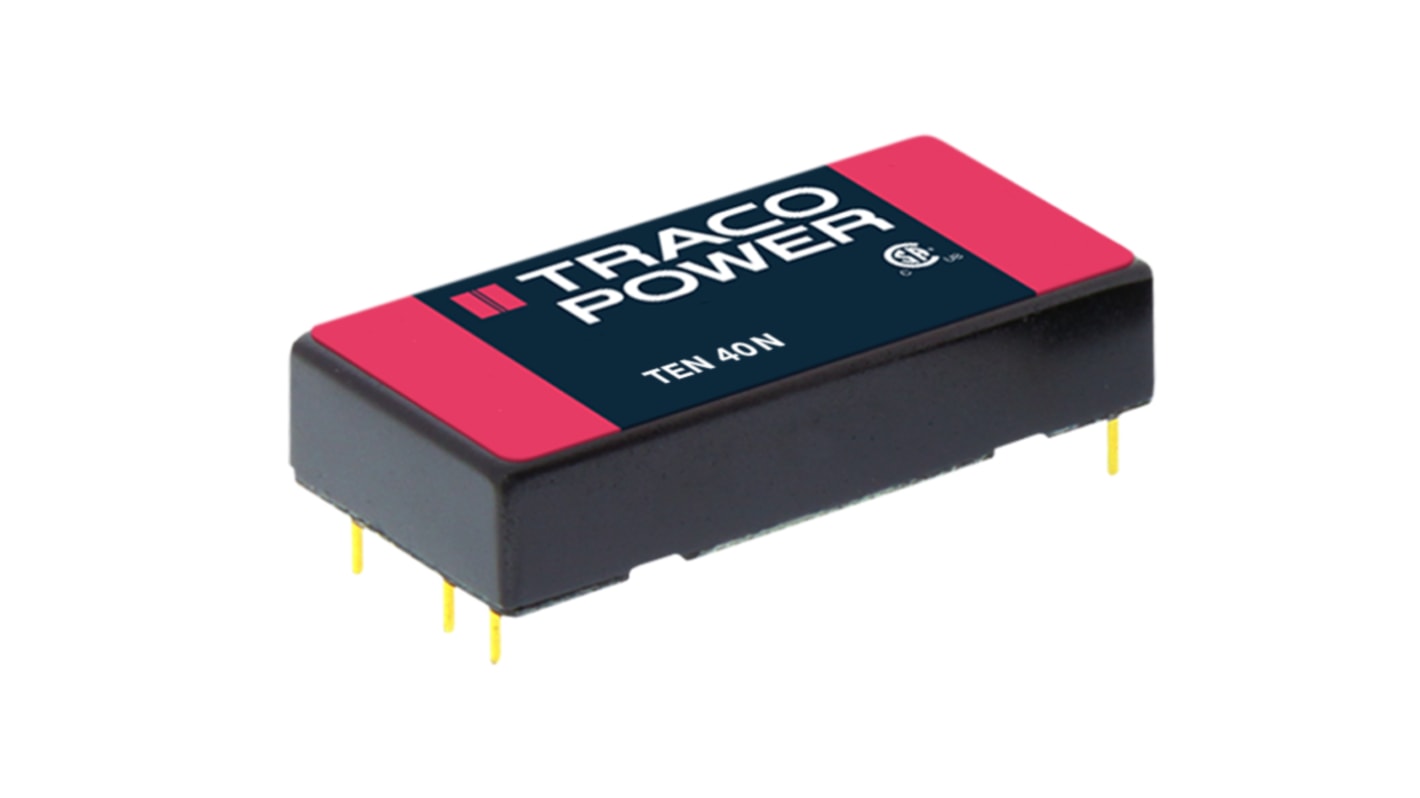 TRACOPOWER TEN 40 DC-DC Converter, 24V dc/ 1.6A Output, 36 → 75 V dc Input, 40W, Through Hole, +80°C Max Temp