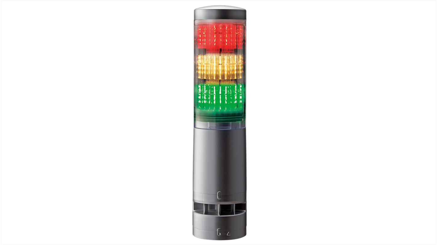 Patlite LA6 RGB-LED Signalturm 3-stufig Linse Klar LED RGB-mehrfarbig + Summer Verschiedene Lichteffekte 264mm