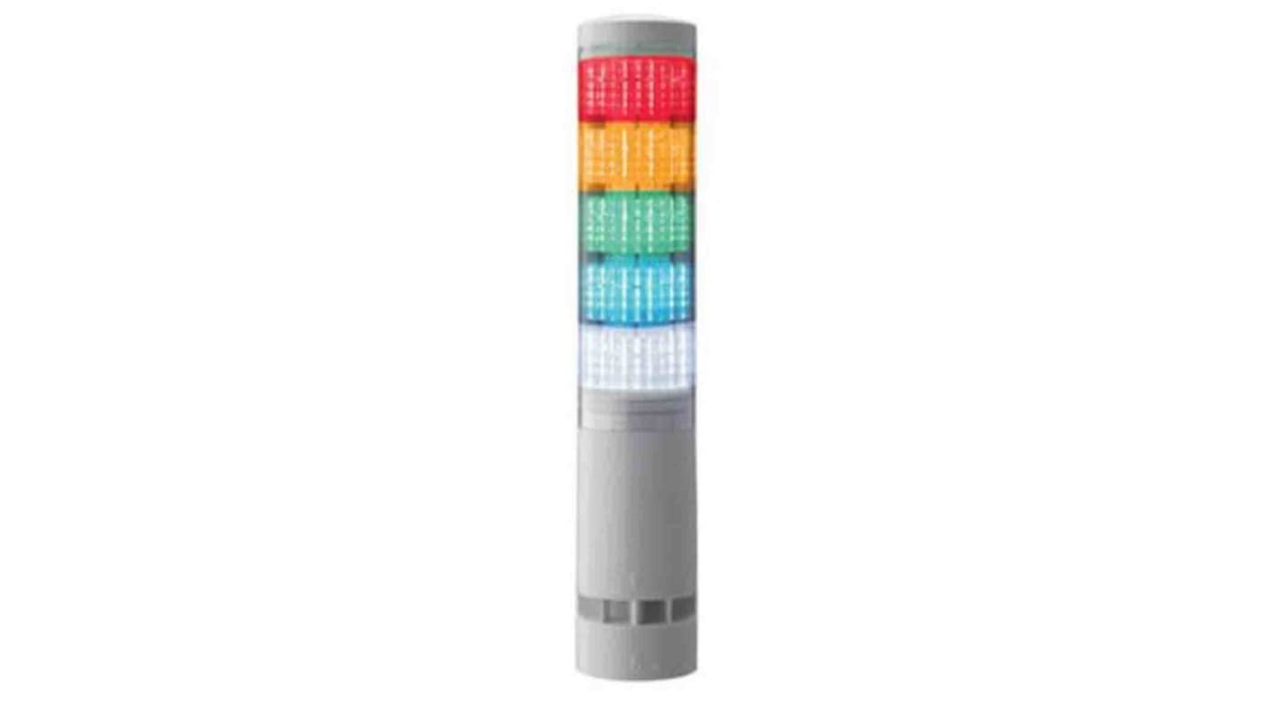 Rs-Online Torretta di segnalazione Patlite 24 V c.c. LED RGB 5 elementi lenti Trasparente con Cicalino
