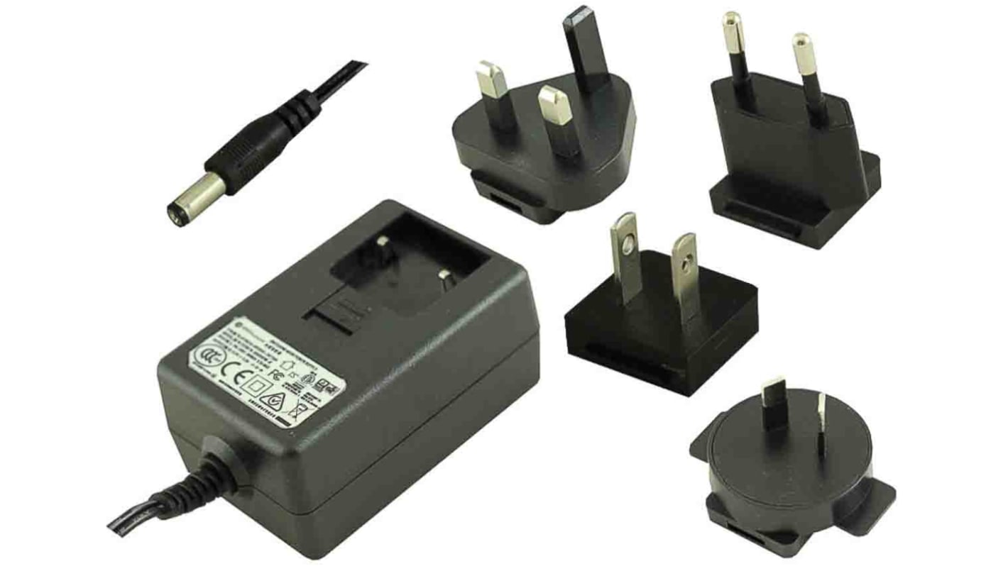 Adaptateur AC/DC 24V c.c., 750mA, 18W, Interchangeable, Régulée