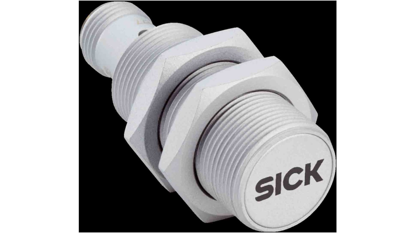 Sick Inductive Barrel-Style Proximity Sensor, M18 x 1, 8 mm Detection, PNP Output, 10 → 30 V, IP68