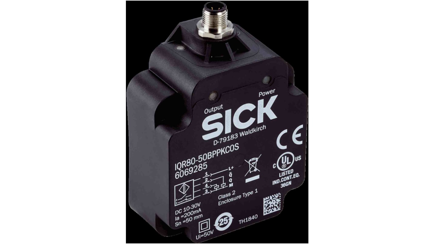 Sick Inductive Block-Style Proximity Sensor, 50 mm Detection, PNP Output, 10 → 30 V, IP68